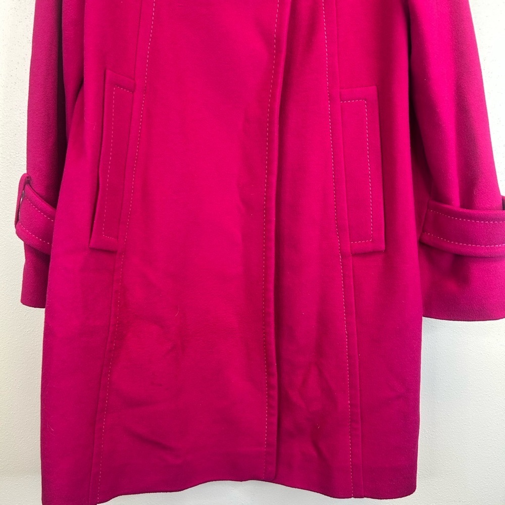 Fushia Parka Coat Fine Australian Lambswool Size 8 Fall Winter Outdoors Retro - Picture 13 of 16